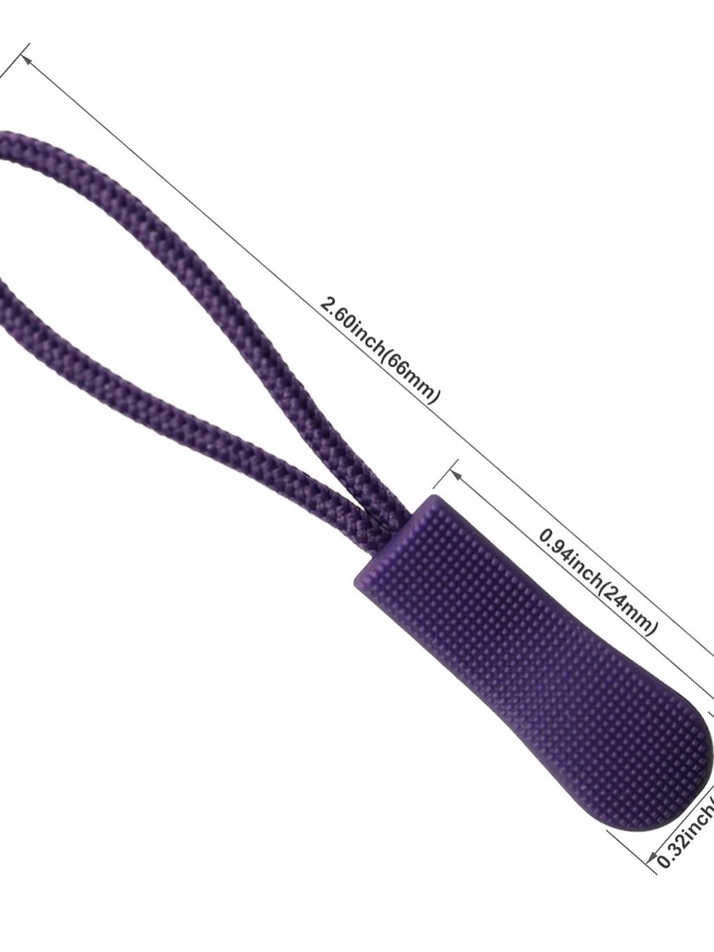 Purple Zipper Pull Tab with Cord - Women Accessories